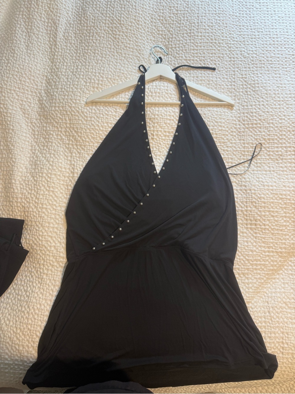 Edikted Black Halter Top with Stud Trim
